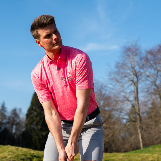 England Golf FJ ProDry Polo. Floral Lisle. Pink