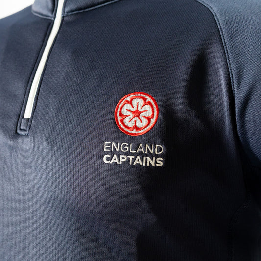 England Captains FJ 1/4 Zip Performance Pullover. Navy