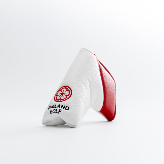 England Golf Premium Blade Putter Headcover. White/Red