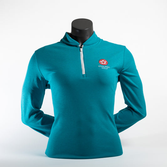 England Golf FJ Women's 1/4 Zip Blade Collar Midlayer, Tile Blue
