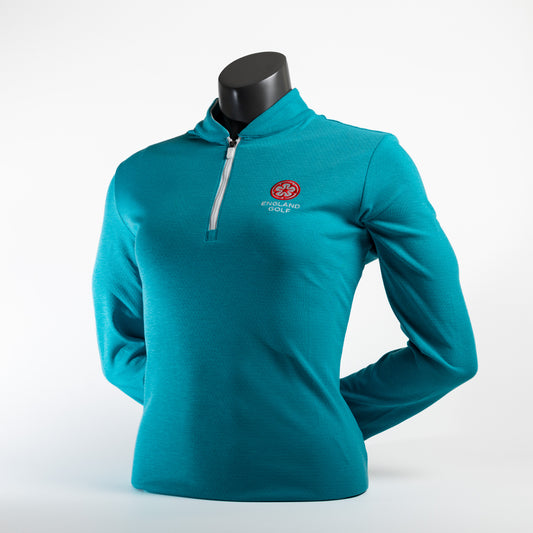 England Golf FJ Women's 1/4 Zip Blade Collar Midlayer, Tile Blue