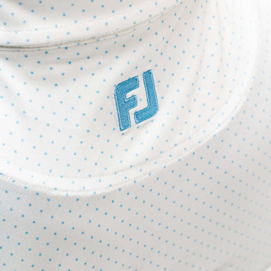 England Golf FJ ProDry Polo. Dot Print. White / Light Blue