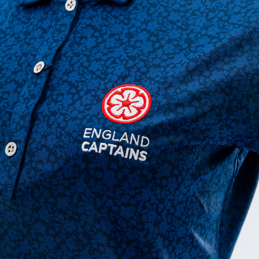 England Captains Womens Painted Floral Polo - Navy