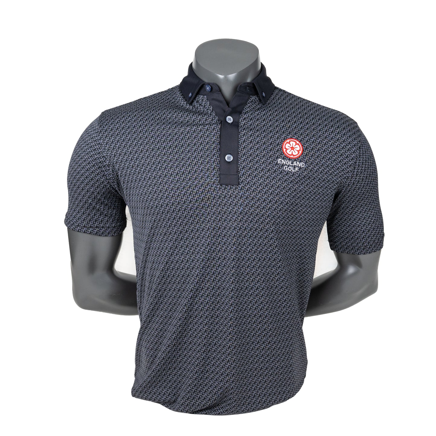England Golf FJ Star Geo Jacquard Polo, Black