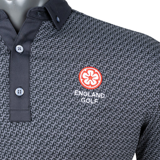 England Golf FJ Star Geo Jacquard Polo, Black