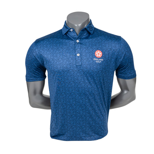 England Golf FJ Painted Floral Lisle Polo, Navy
