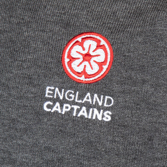 England Captains FJ Wool Blend V-Neck Pullover. Charcoal