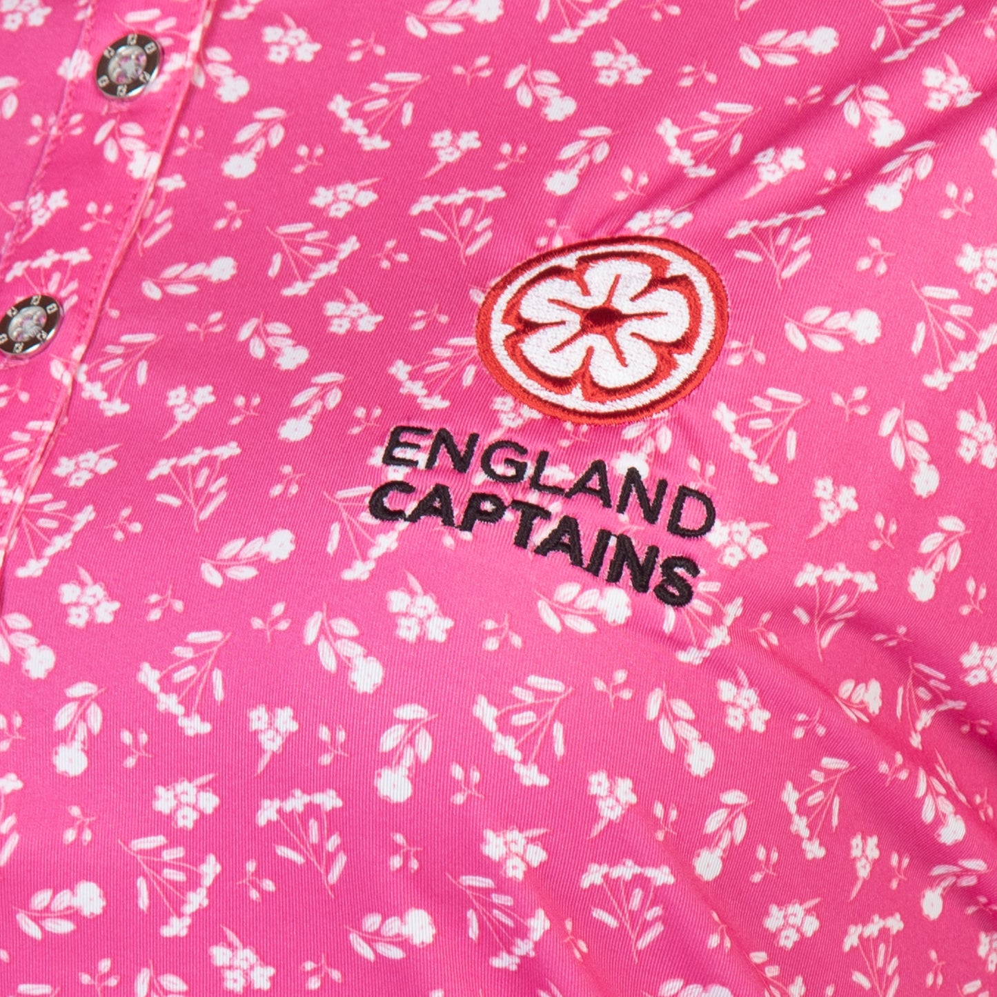 England Captains Womens FJ Polo Floral Print Lisle. Pink