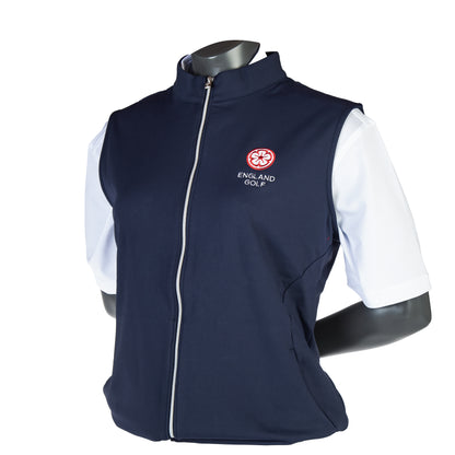 England Golf Womens FJ Full Zip Vest. Navy