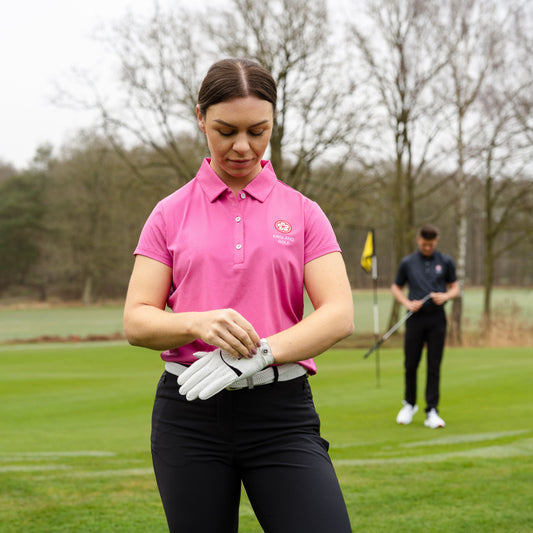 England Golf Womens Cap Sleeve Polo - Hot Pink