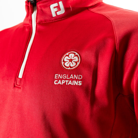 England Captains FJ 1/4 Zip Performance Pullover. Red