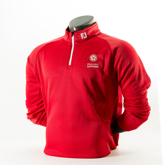 England Captains FJ 1/4 Zip Performance Pullover. Red