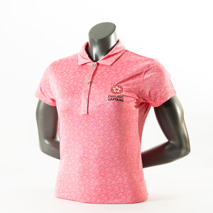 England Captains Womens Painted Floral Polo. Pink