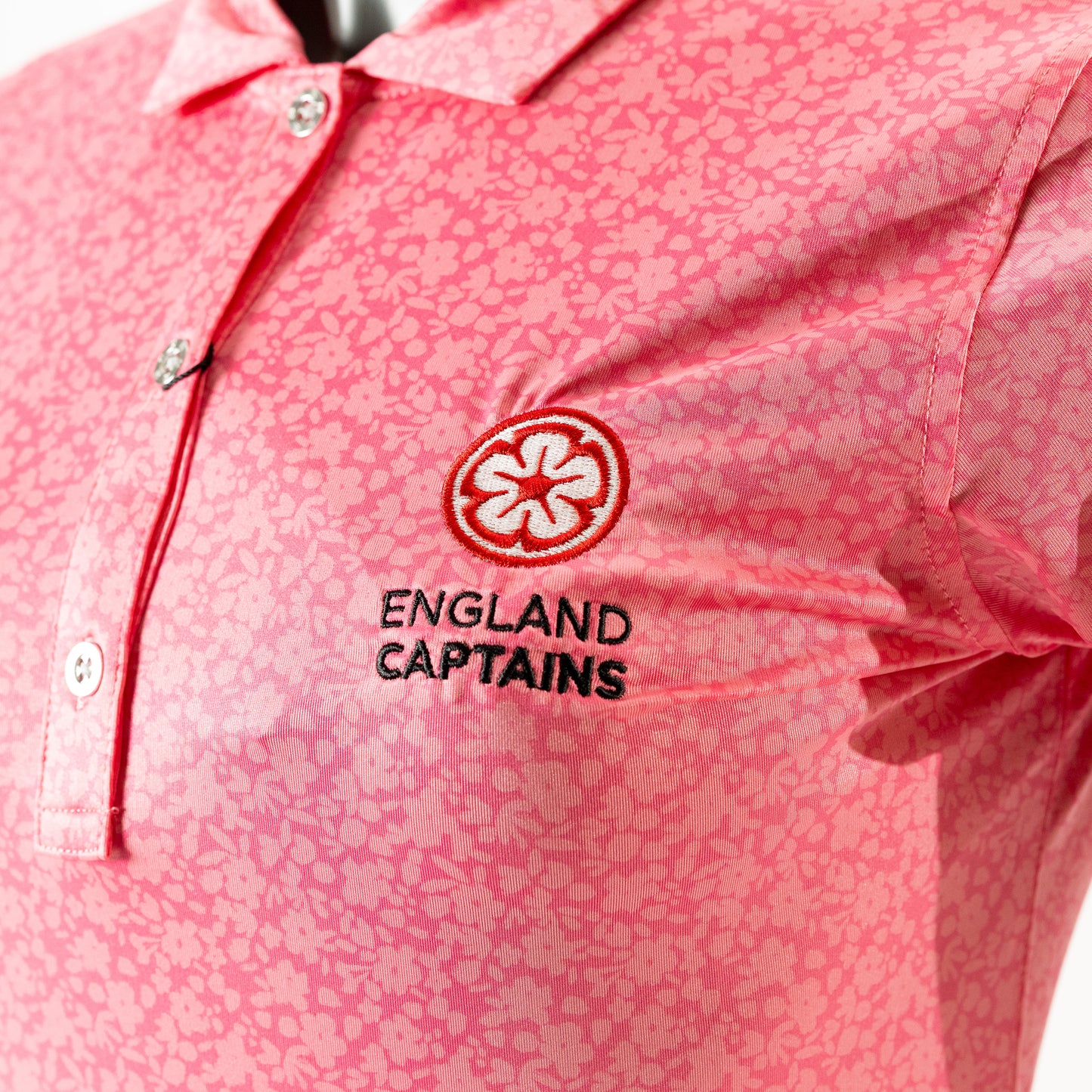 England Captains Womens Painted Floral Polo. Pink