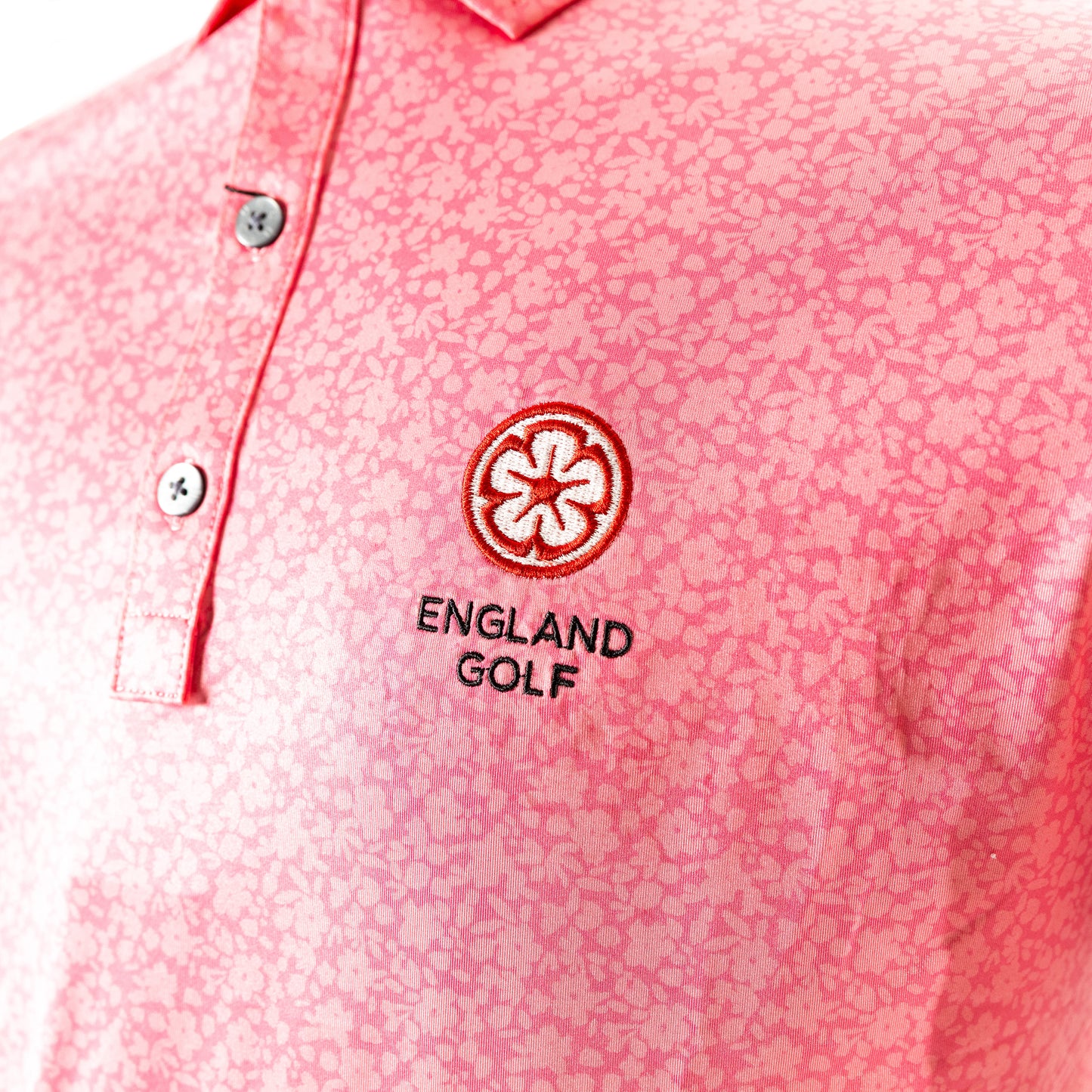 England Golf FJ ProDry Polo. Floral Lisle. Pink