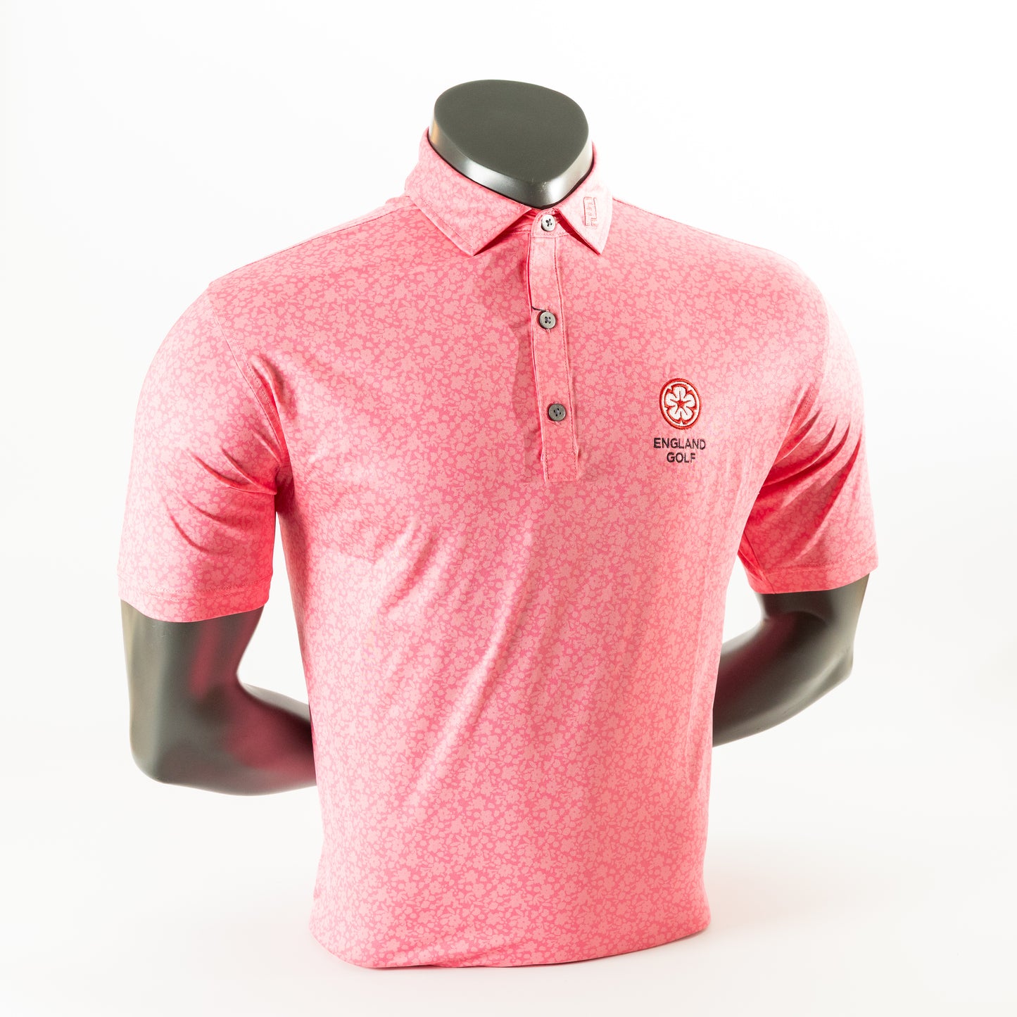 England Golf FJ ProDry Polo. Floral Lisle. Pink