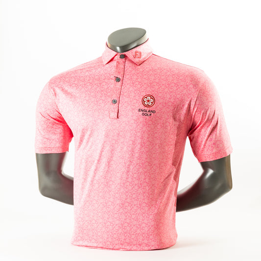 England Golf FJ ProDry Polo. Floral Lisle. Pink