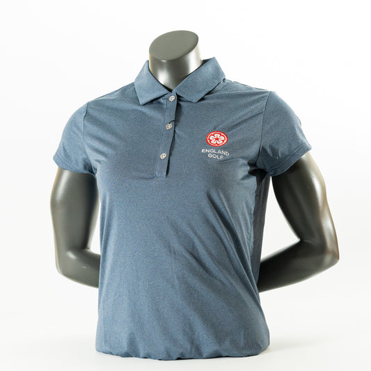 England Golf Womens Cap Sleeve Polo. Heather Navy