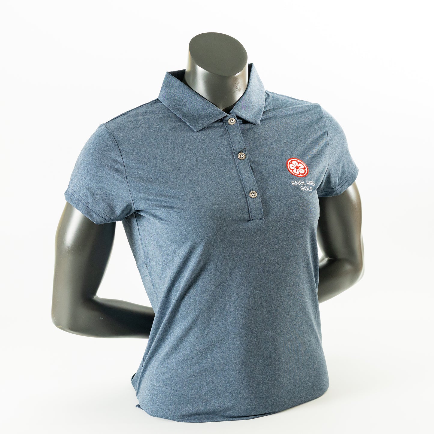 England Golf Womens Cap Sleeve Polo. Heather Navy