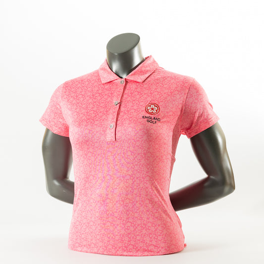 England Golf Womens Painted Floral Polo. Pink