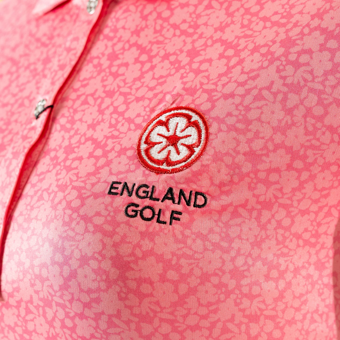 England Golf Womens Painted Floral Polo. Pink