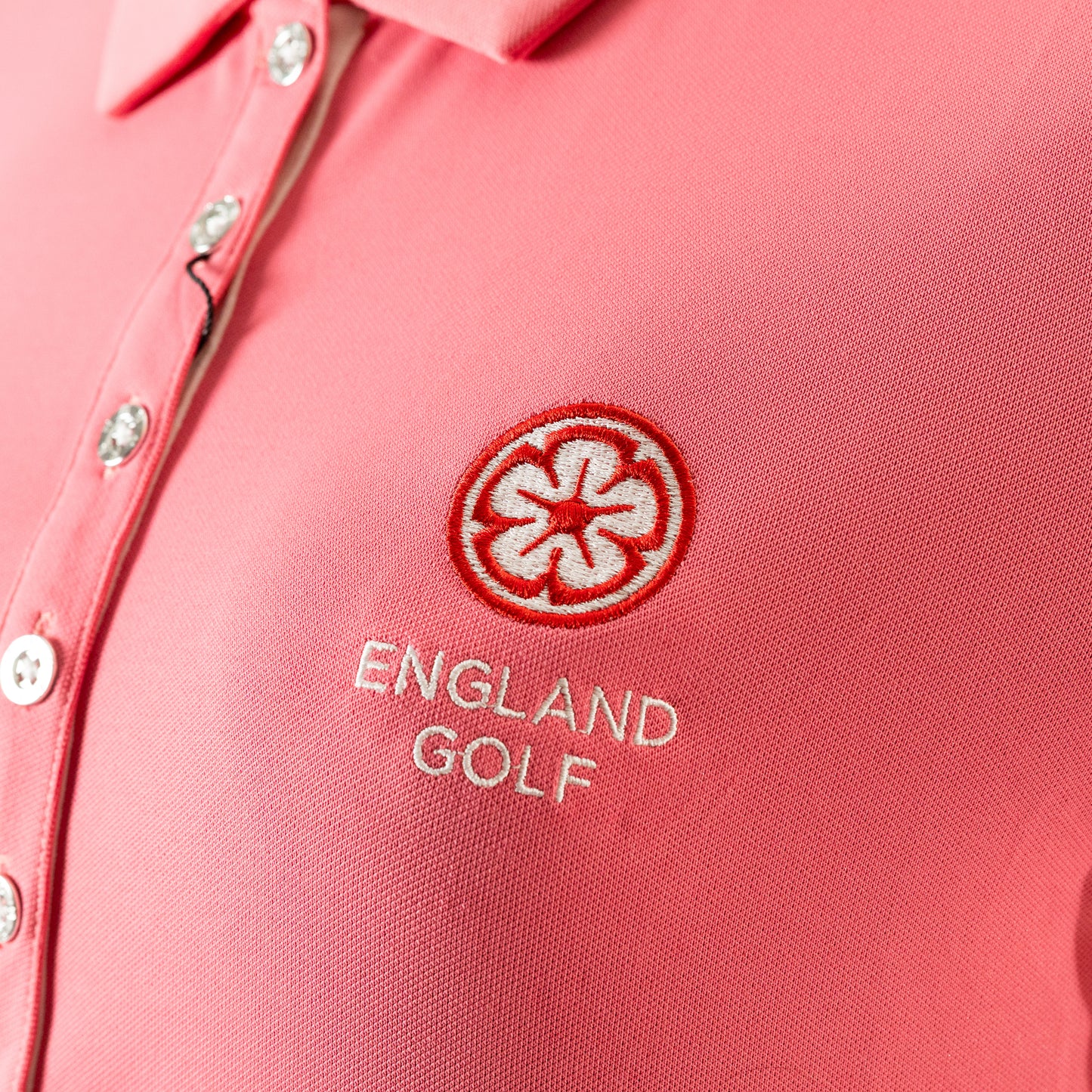England Golf Womens Half Sleeve Ruched Polo. Pink