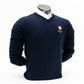 England Golf FJ Wool Blend V-Neck Pullover. Navy