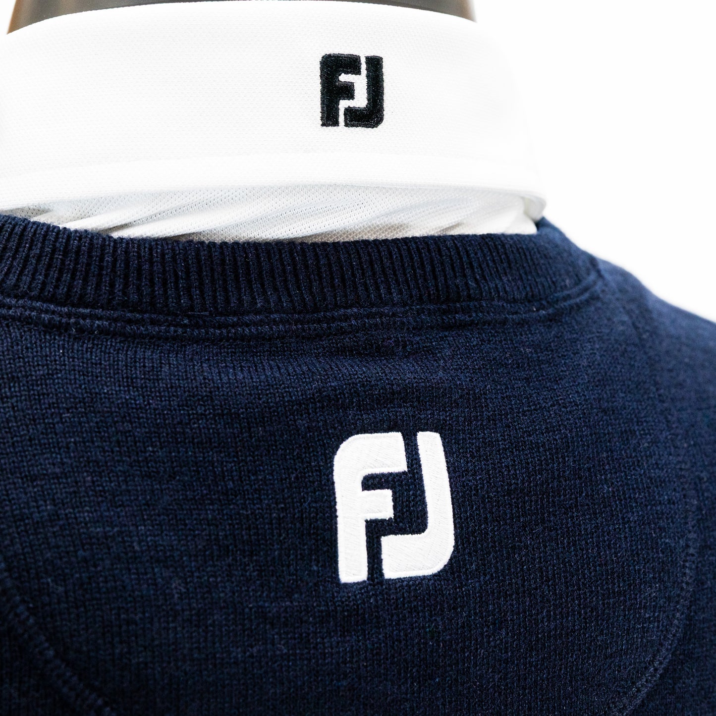 England Golf FJ Wool Blend V-Neck Pullover. Navy