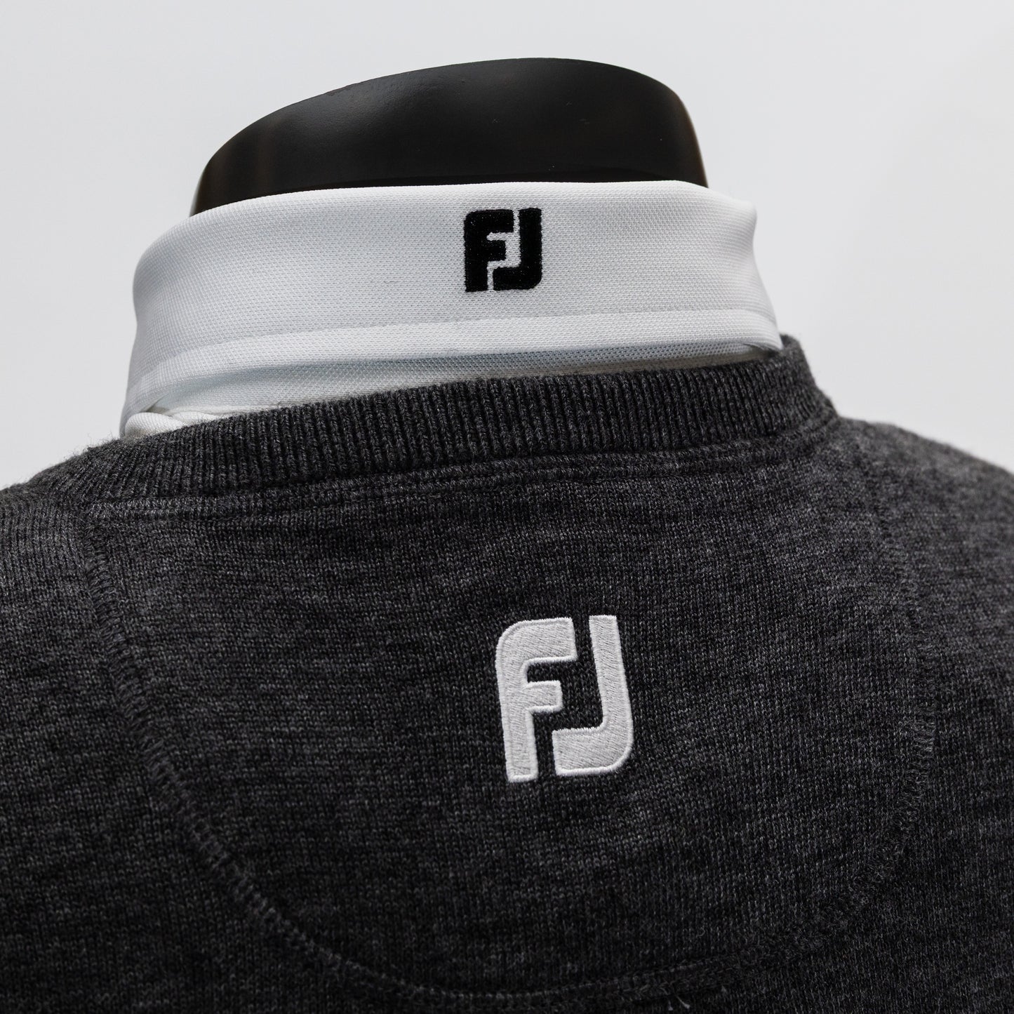 England Golf FJ Wool Blend V-Neck Pullover. Heather Charcoal