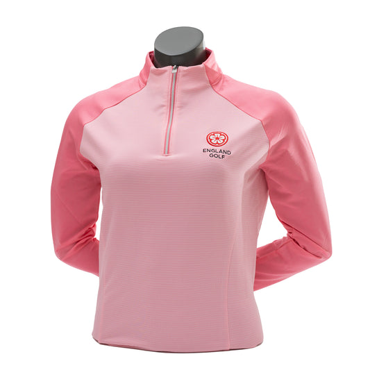 England Golf Womens 1/4-Zip Performance Midlayer. Pink