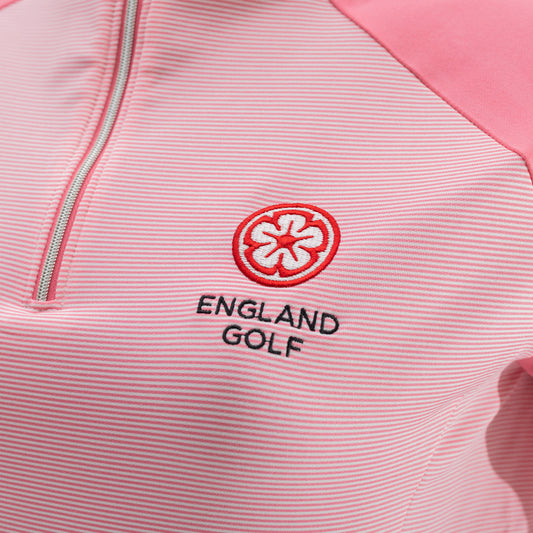 England Golf Womens 1/4-Zip Performance Midlayer. Pink