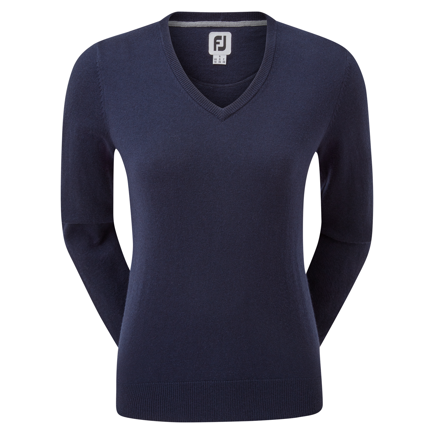 England Captains Womens FJ, Wool Blend V-Neck Pullover. Navy