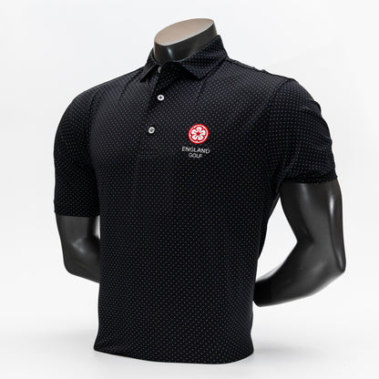 England Golf FJ ProDry Polo. Dot Print. Black / Charcoal