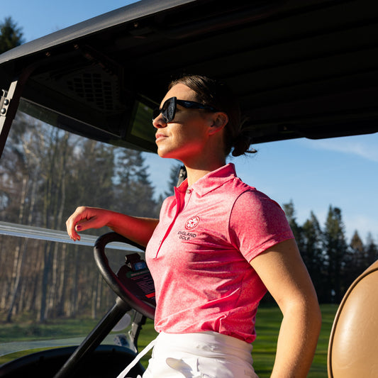 England Golf Womens Painted Floral Polo. Pink