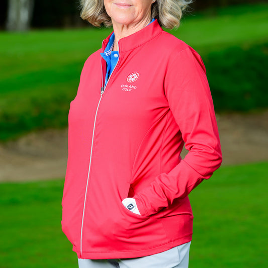 England Golf Womens Full-Zip Performance Midlayer - Red