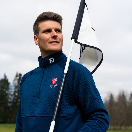 England Golf FJ 1/4 Zip Performance Pullover Jacquard. Navy