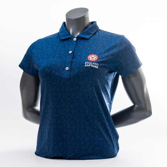 England Captains Womens Painted Floral Polo - Navy
