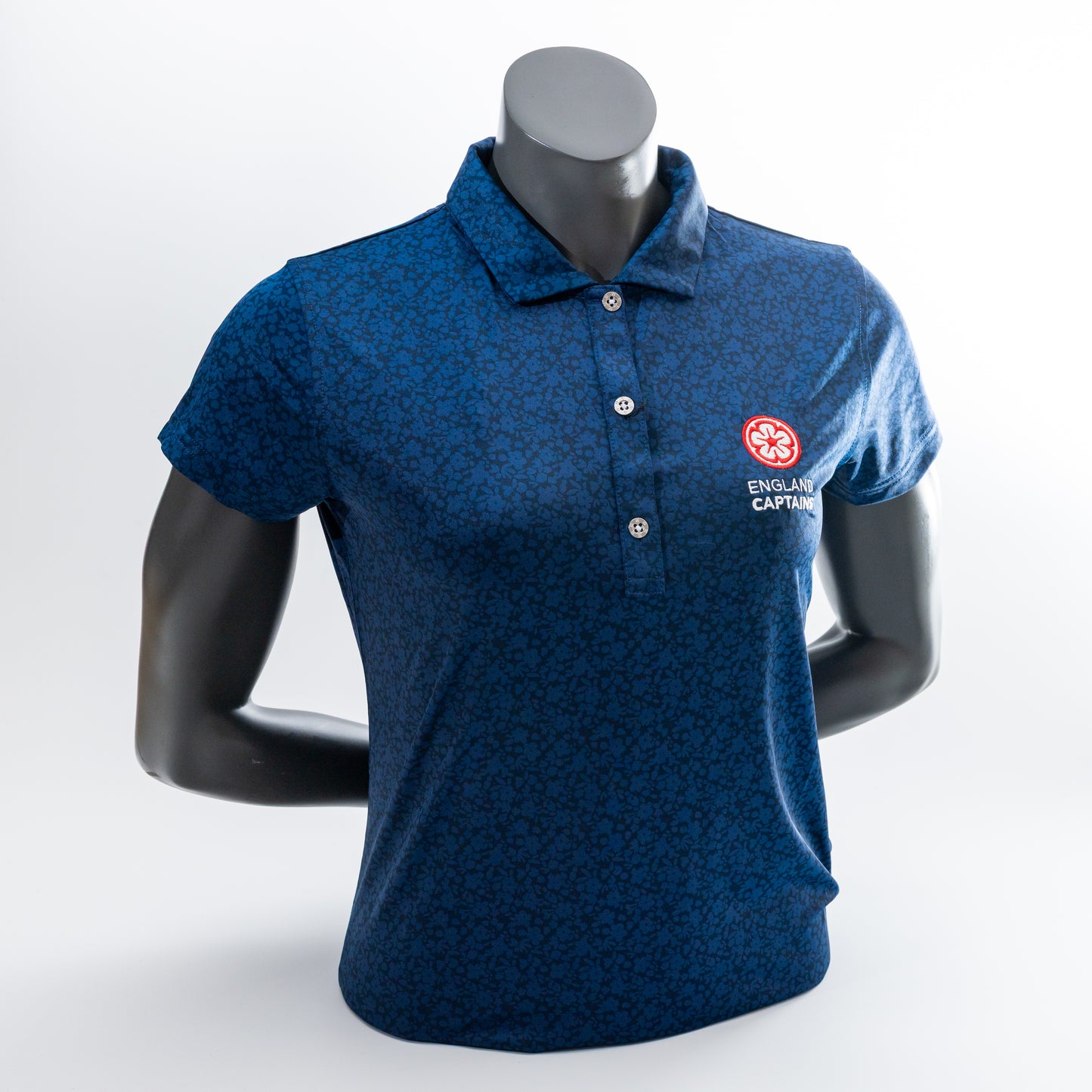 England Captains Womens Painted Floral Polo - Navy