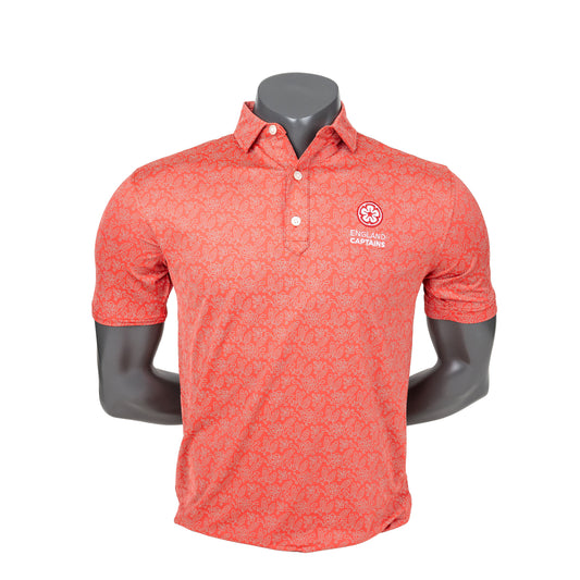 England Captains FJ Wingtip Floral Lisle Polo, Red