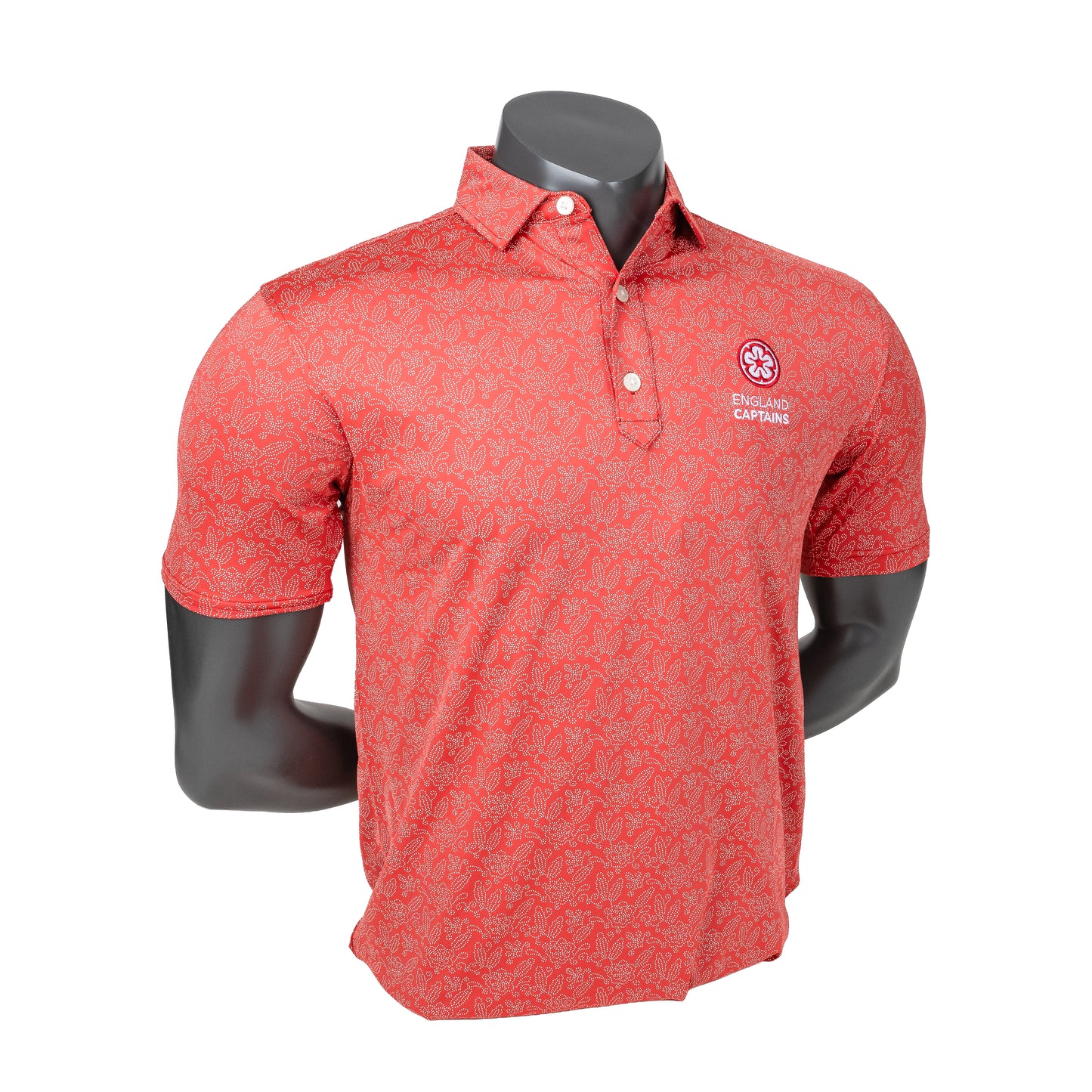 England Captains FJ Wingtip Floral Lisle Polo, Red