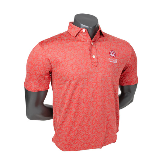 England Captains FJ Wingtip Floral Lisle Polo, Red