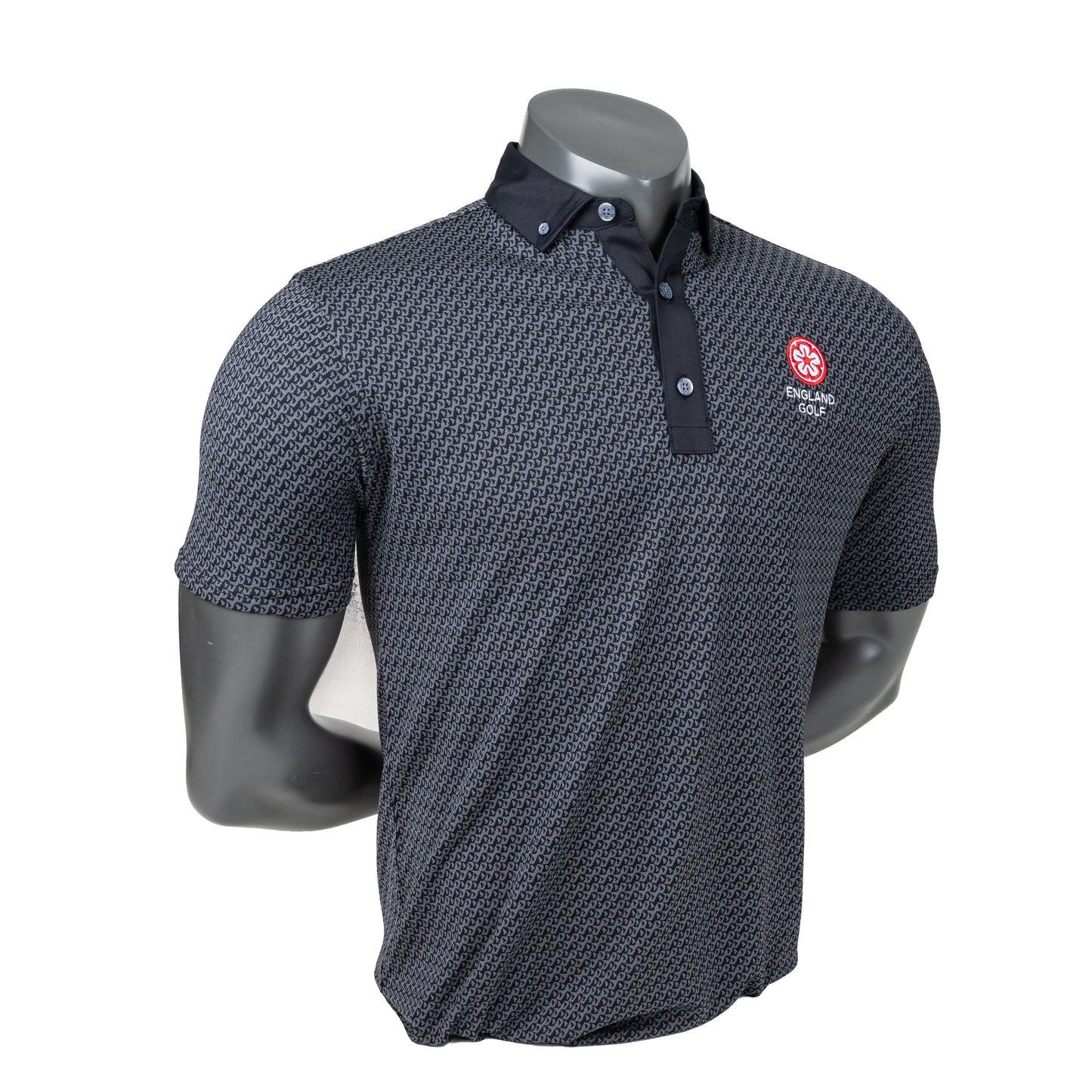 England Golf FJ Star Geo Jacquard Polo, Black