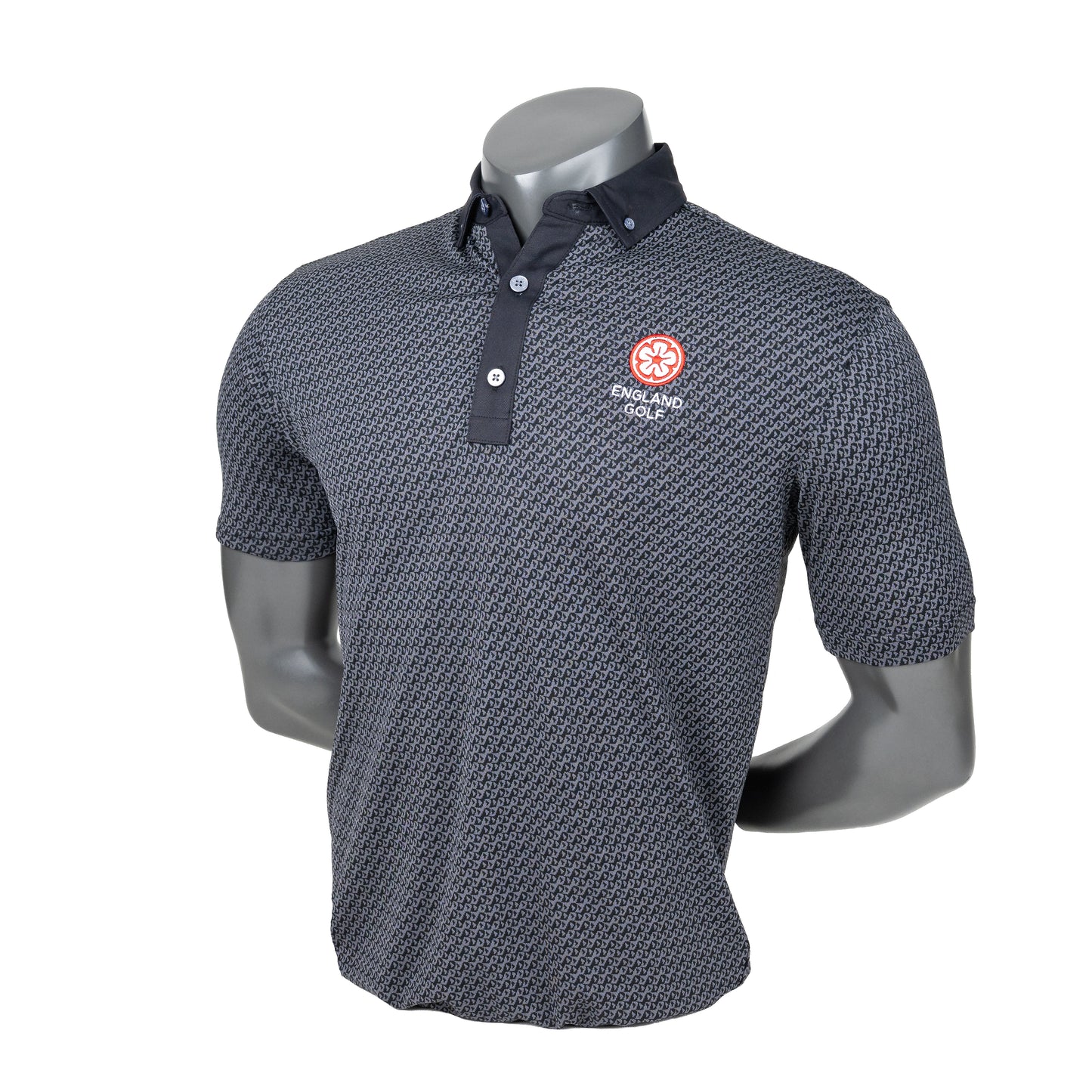 England Golf FJ Star Geo Jacquard Polo, Black