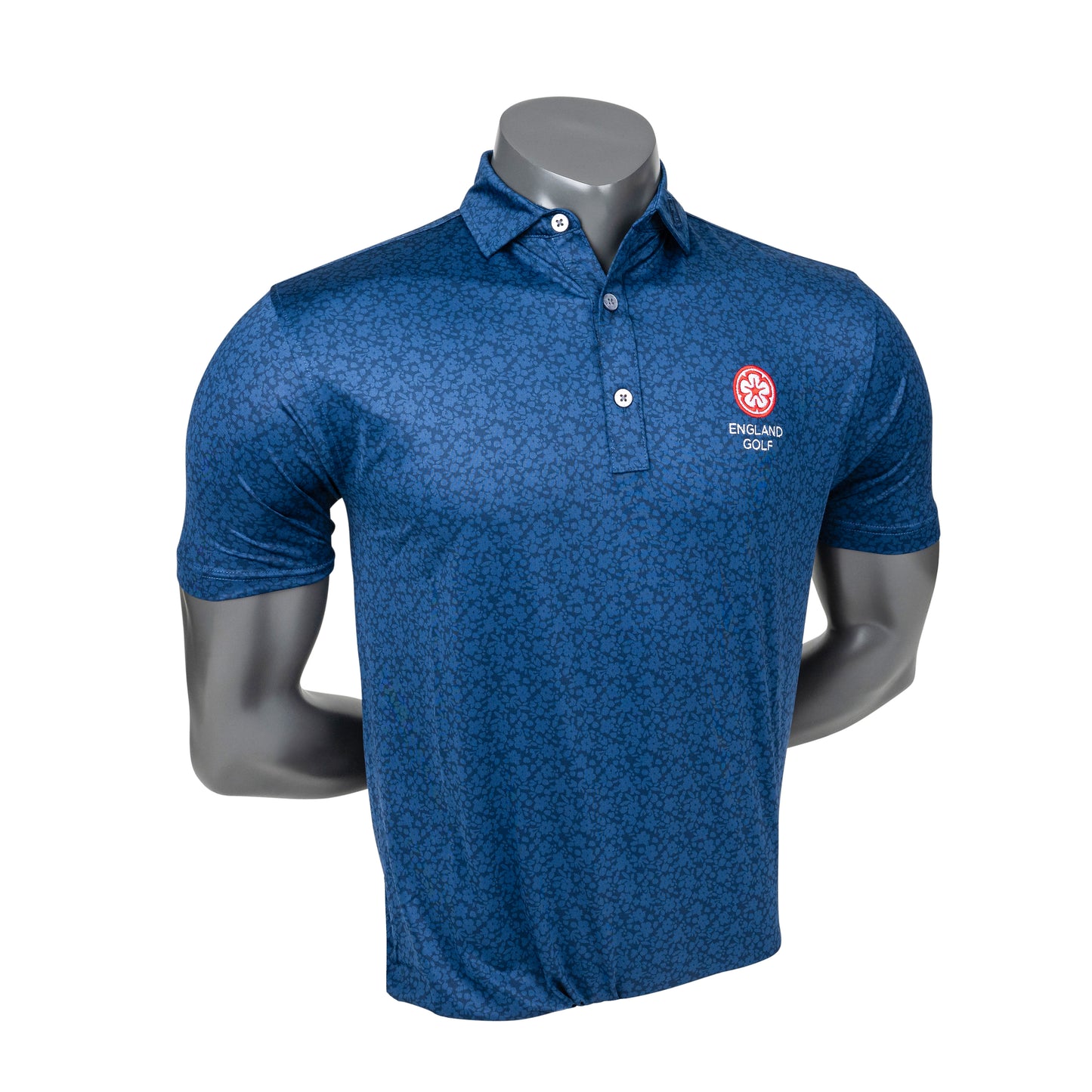 England Golf FJ Painted Floral Lisle Polo, Navy