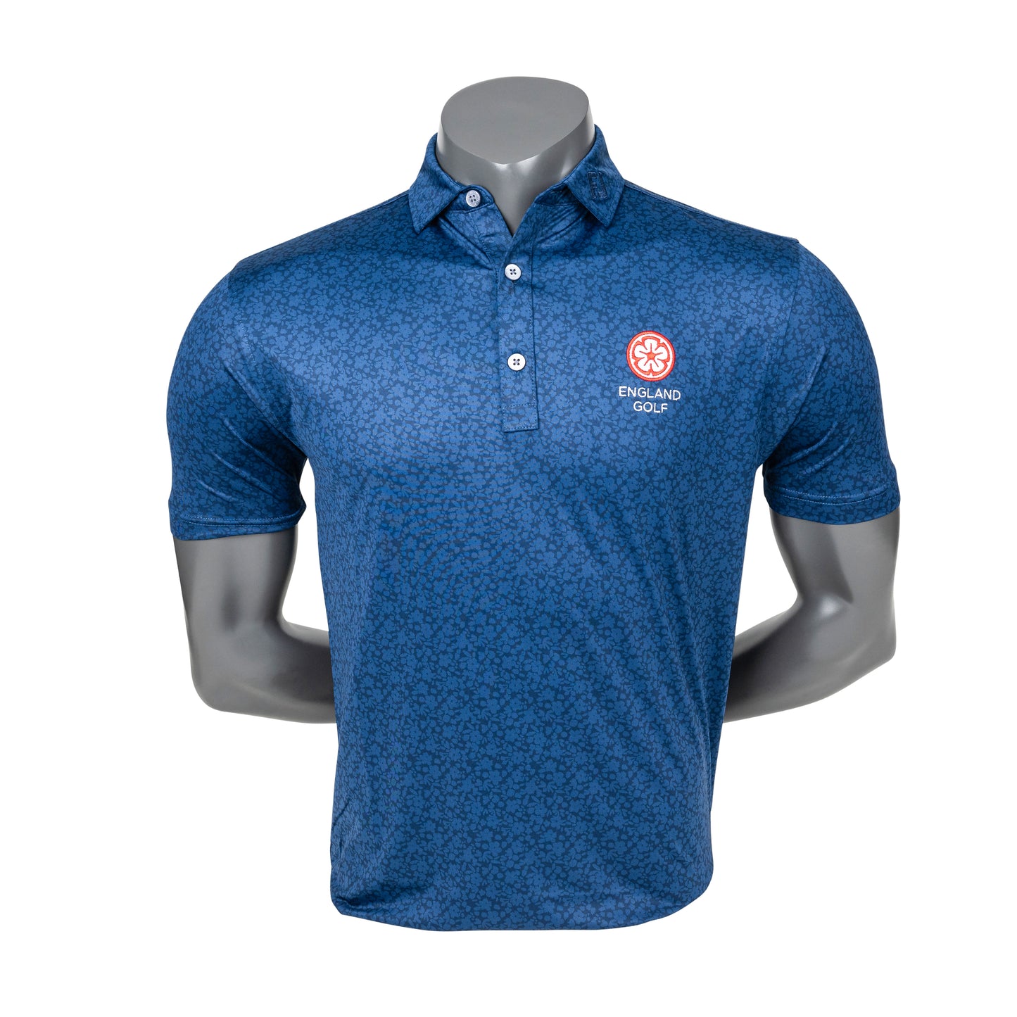 England Golf FJ Painted Floral Lisle Polo, Navy