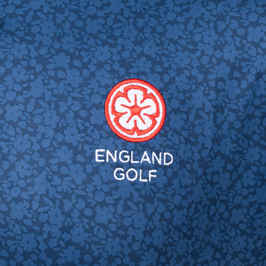 England Golf FJ Painted Floral Lisle Polo, Navy