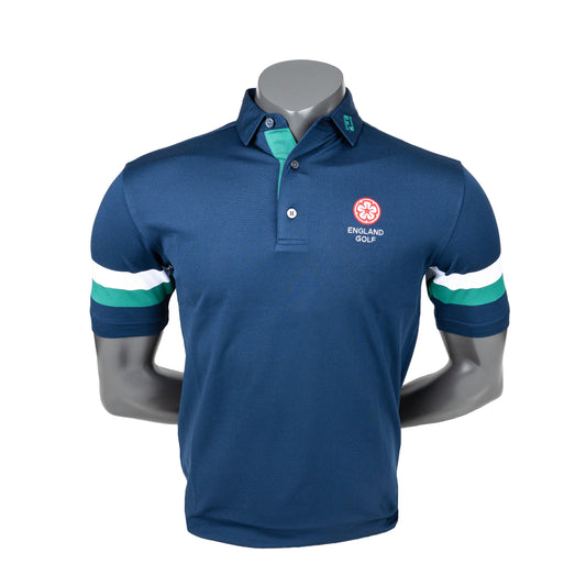 England Golf FJ Sleeve Stripe Pique Polo, Navy